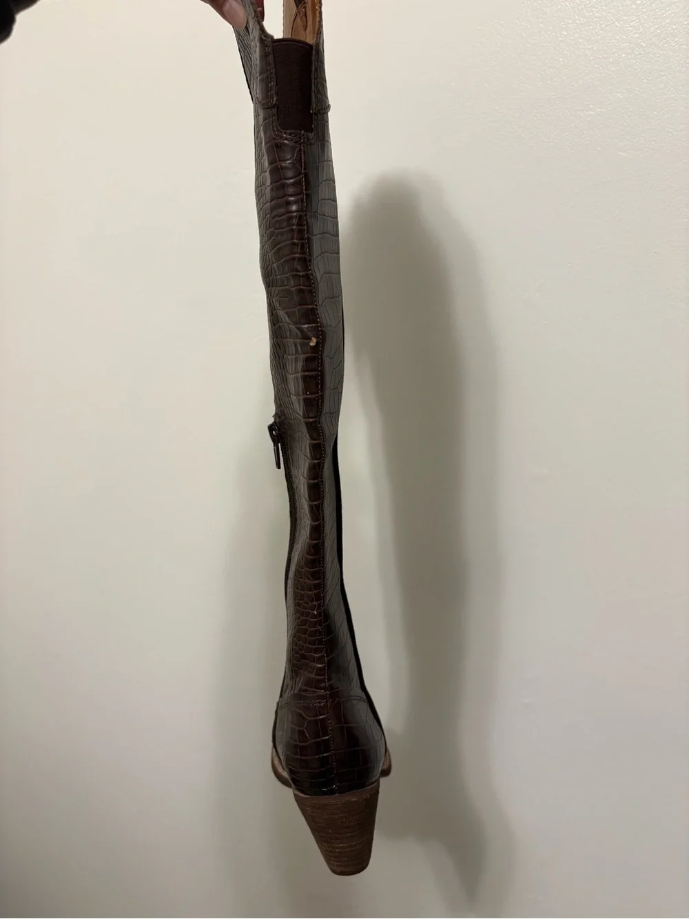 Zodiac Croc-Embossed Brown Over-the-Knee Cowboy  Boot